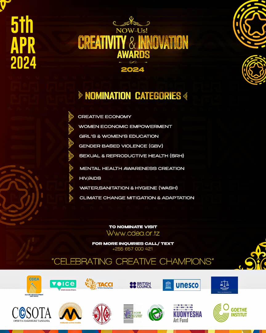 There are nine nomination categories...

Visit our website and click the link below:
 cdea.or.tz/now-us-nominat…

 Eligibility: Tanzanian and East African citizens
***

Kuna maeneo tisa ya kuteua...

Tembelea tovuti yetu na bonyeza kiungo hapa chini:

cdea.or.tz/now-us-nominat…

<a href="/Voice/">Voice</a>