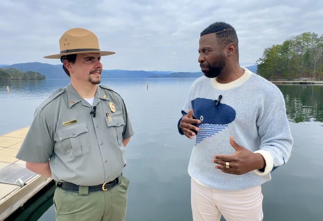 .<a href="/SC_State_Parks/">SC State Parks</a>  Great chatting with Ranger Rowdy Harris at Devils Fork State Park today! Look at that backdrop! Love that blue wall!