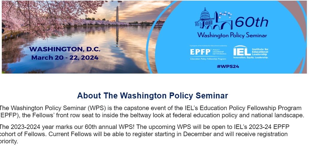 Welcome to Month 8 of #TXEPFP! On 3/4, we sent March Wk 1 activities (4-8) on the federal role in ed policy &amp; structuring convos with ed staffers. For Wk 2, we hold small group meetings and the Wk 3 large group meeting will be held  in DC as a part of WPS! epfp.iel.org/page/WPS2024Pu…