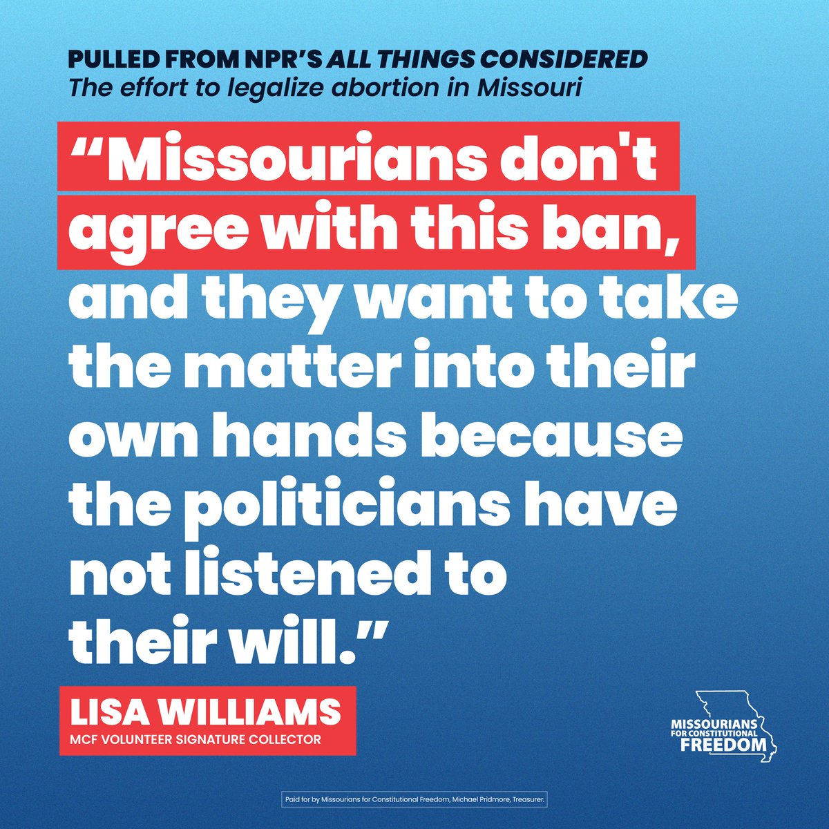 Our campaign to end Missouri’s abortion ban gains strength daily thanks to our dedicated volunteers. Despite politicians ignoring voters, Missourians are reclaiming their rights. Hear from a volunteer and get involved! #EndTheBanMo npr.org/2024/02/27/123…