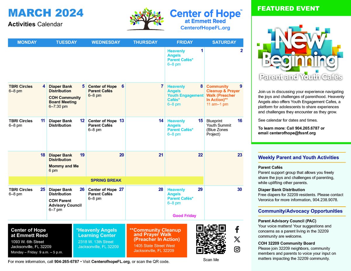 Have you seen all the incredible events happening this month at @CenterofHopeFL? 👀 From #TBRI circles and #Parents & Youth Cafes to #diaperdistribution and more, we're here for our community 💙 See our full calendar for March & more at CenterofHopeFL.org #ilovejax #dtjax