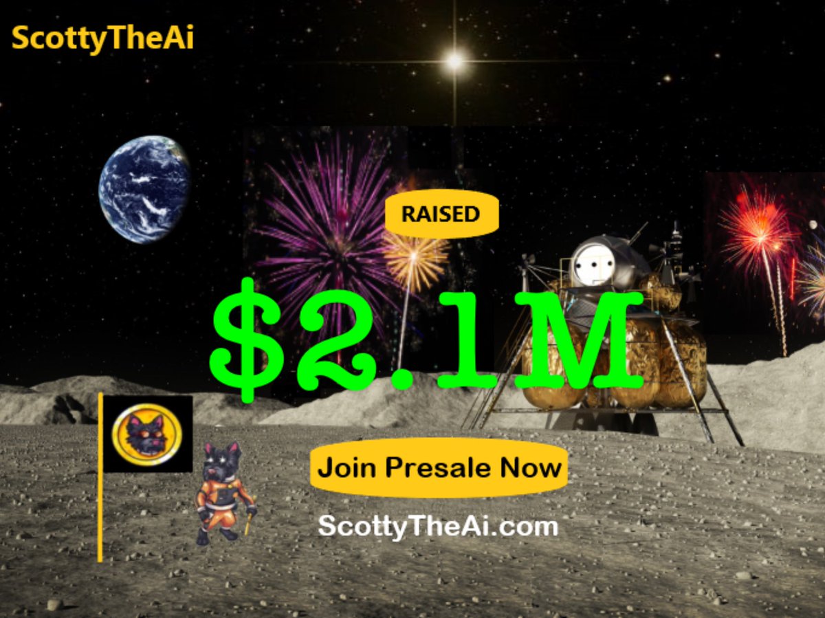 ScottyThe_Ai's tweet photo. 💥Presale Update!💥

ScottyTheAi #1 #memecoin (w/Ai utility) of 2024

$SCOTTY has raised $2.1M

Well on our way to closing out presale and heading for that $100M marketcap.

Congratulation to all the early #Scottydogs in presale 👏

Buy Now: https://t.co/5UZNtPRwtJ

#BITCOIN          #Ethereum #cryptocurrencies #SCOTTY