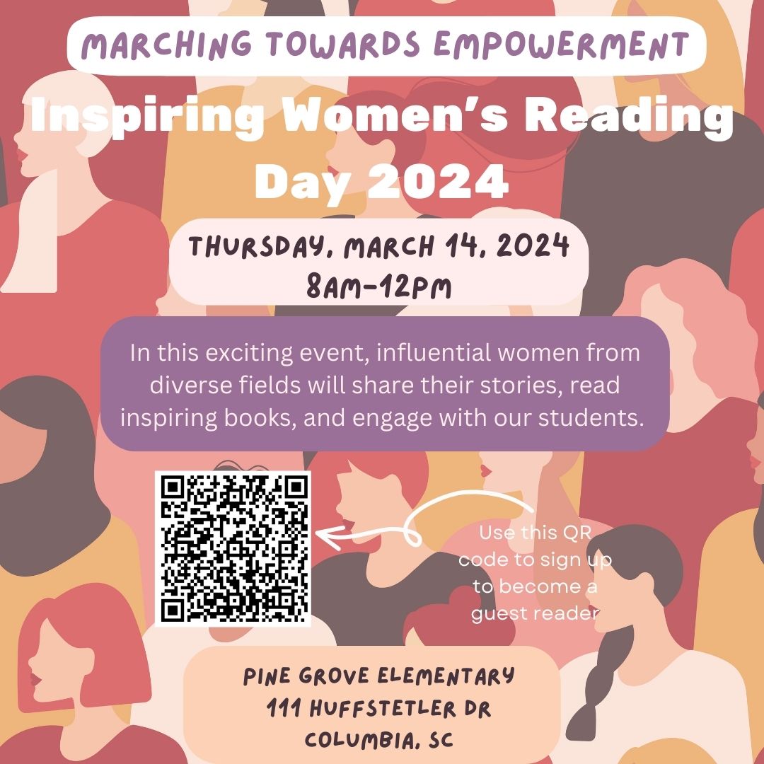 Richland One Schools (@richlandone) on Twitter photo March is Women's History Month. <a href="/pgespanda/">Pine Grove ES</a> is looking for volunteer readers to participate in the school’s upcoming Marching Towards Empowerment: Inspiring Women's Reading Day event. Volunteer if you can and help share the joy of reading with students! #TeamOne #OneTeam March is Women's History Month. <a href="/pgespanda/">Pine Grove ES</a> is looking for volunteer readers to participate in the school’s upcoming Marching Towards Empowerment: Inspiring Women's Reading Day event. Volunteer if you can and help share the joy of reading with students! #TeamOne #OneTeam