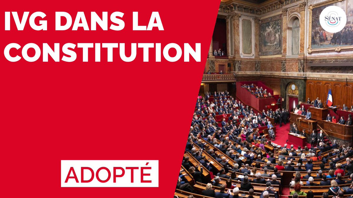 Très émue et heureuse #IVGconstitution 🇫🇷 1er pays au monde : L'interruption volontaire de grossesse (IVG) est autorisée en France depuis la loi du 17 janvier 1975, dite loi "Veil" 🙏🏻Ce droit est inscrit #Constitution