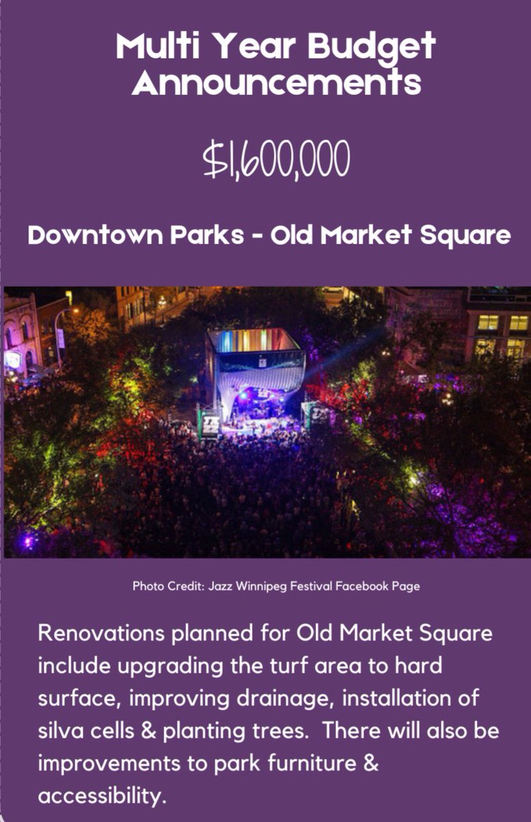 Exciting News for Exchange District!MultiYearBudget incl $1.6Mill investment in our DT Park! 

This capital infusion will enhance our green spaces, providing more opportunities for relaxation, recreation &amp; community gatherings. #DowntownParks #CommunityInvestment #UrbanGreenery