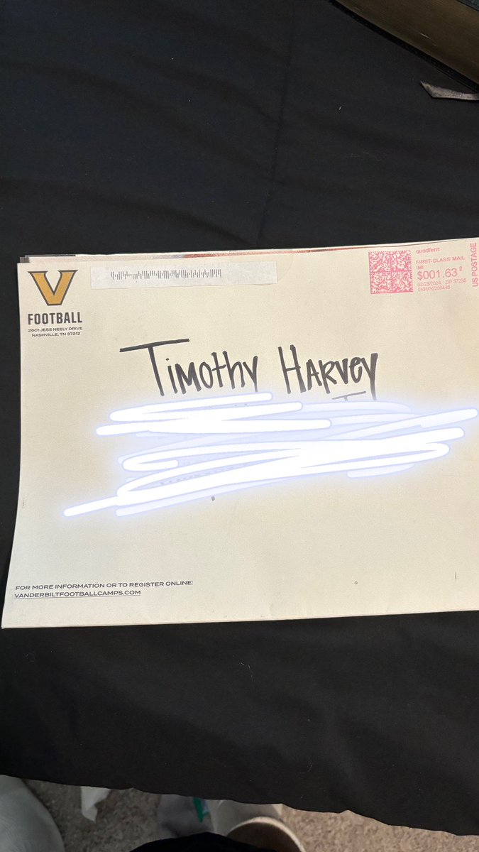 Thank you @VandyFootball for the mailed camp invite, looking forward to seeing everyone this summer! @Coach_Lea @FBCoachK @CoachMuh_Lank @hardingharper @CoachAutenrieth @NickyV05 @Pace_FB @CoachKev79