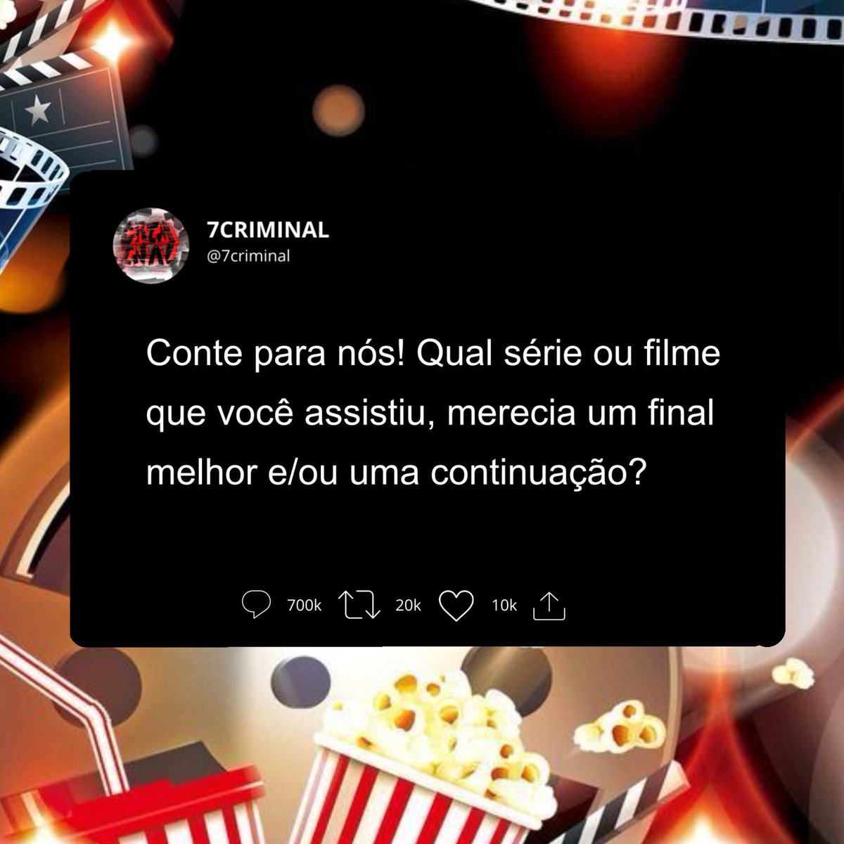 setecriminal's tweet photo. Boaaaa noite!!!
O Adm questionou e queremos saber de vocês, e aí? #filmes #series 🍿 https://t.co/Eka7n9JUQz