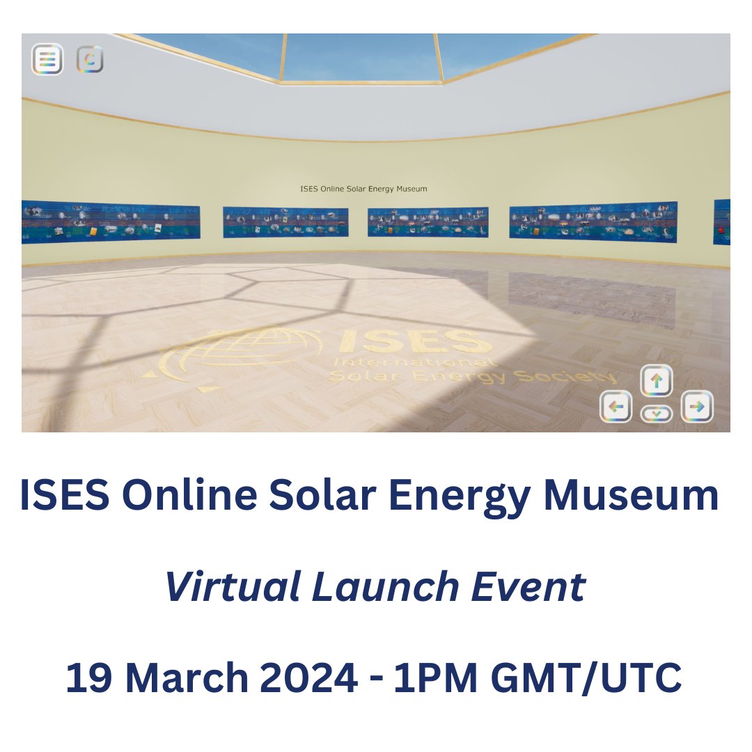 ISES_Solar's tweet photo. Join us on March 19 at 1 PM GMT/UTC for the launch of the ISES Online Solar Energy Museum! π Explore 60+ years of solar and ISES history in this virtual journey.
ποΈ Find all information and register here: https://t.co/mDlLhuEFLA
#ISESMuseumLaunch #SolarHistory βοΈποΈ https://t.co/Rnm24A60n5