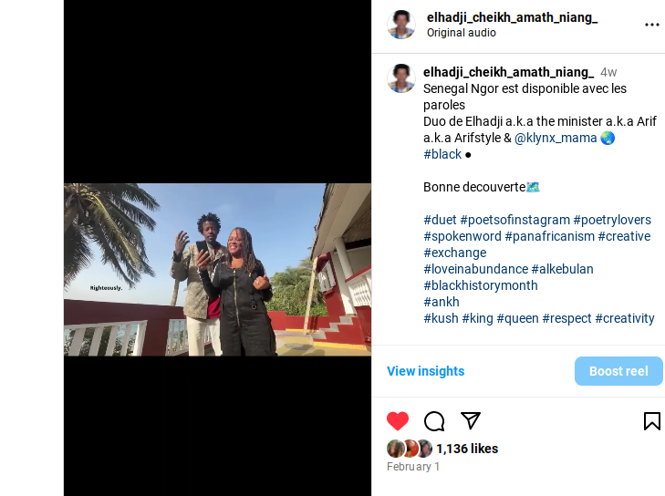 Arifstyle7's tweet photo. Le duo diasporique continue d'éblouir les followers plus de mille J'aime sur instagram en plus c'est du reading performance  Merci Lord Most High ! https://t.co/x9XDVG7TlN