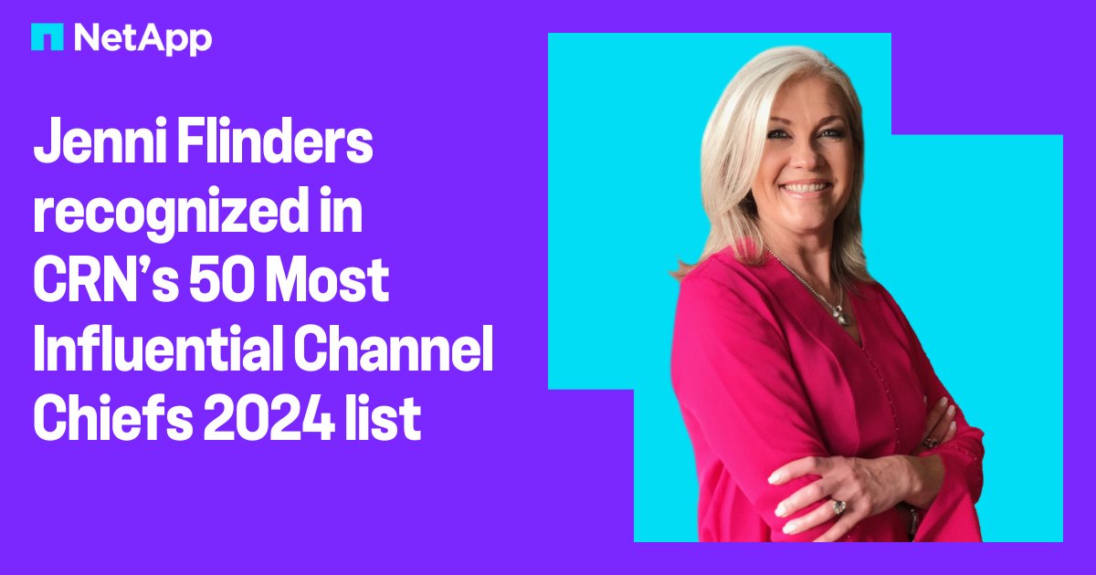 Congrats to our Jenni Flinders for making @CRN's Top 50 Influential #CRNChannelChiefs list for 2024! 👏 After spearheading impactful partner programs like #NetAppPartnerSphere, Jenni continues to drive success among our #channelpartners. Read the news at ntap.com/48NqZ8A