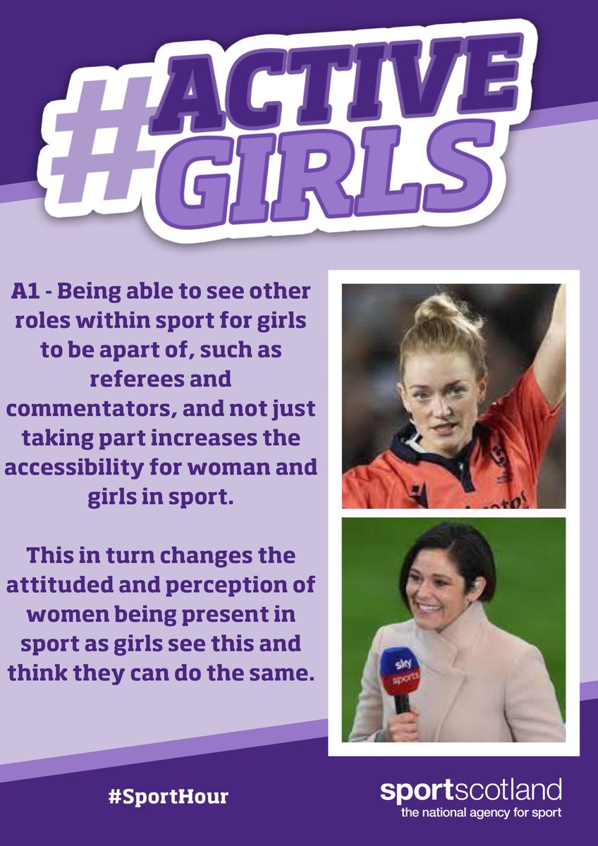 ActiveWL's tweet image. #SportHour

A1 - more representation of the different roles within sport, not just participating, increases accessibility for women and girls in sport 

#ActiveGirls