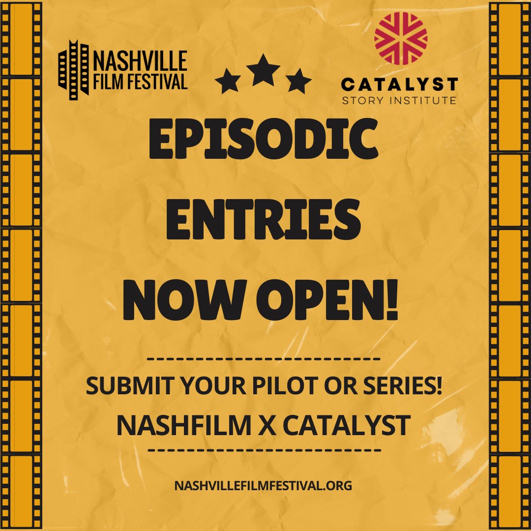 Calling episodic filmmakers! We are open for 2024 video pilot & series entries! This marks our 2nd annual collaboration with @catalyststories! Categories range from drama to comedy, documentary to unscripted reality and more. #NashFilm55 📺💛 Entry info: rb.gy/s401wk
