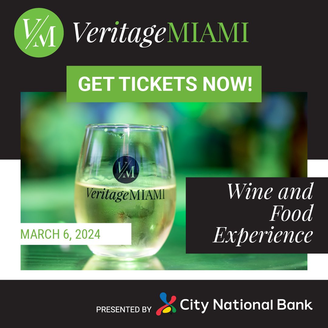 Enjoy a laidback evening of culinary exploration at the #VeritageMiami Wine and Food Experience. Join us in building a #StrongerMiami as you mingle, chat and vote for your favorite delights. #EatDrinkUnite 🎟️ Grab your tickets here: bit.ly/3ThyArg