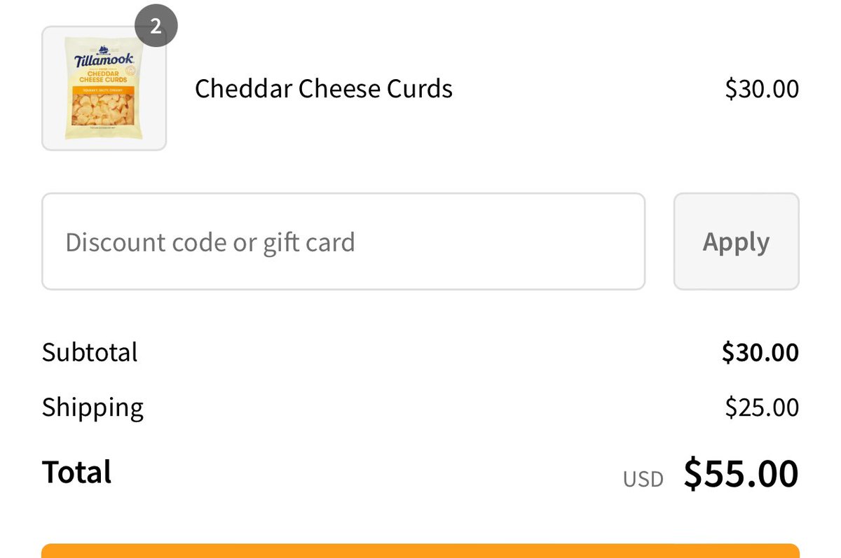 zargoman's tweet photo. @TillamookDairy Process of my emotions when I saw “Cheese curds are back”. 
🥳🤩😋🧐☹️😵😭😡Got excited…until the shipping cost showed up. It nearly doubles the product cost. Guess I’ll be waiting till my next visit…unless you could stock a store in the Seattle area? 🥺 https://t.co/Q6c7e1EKUa
