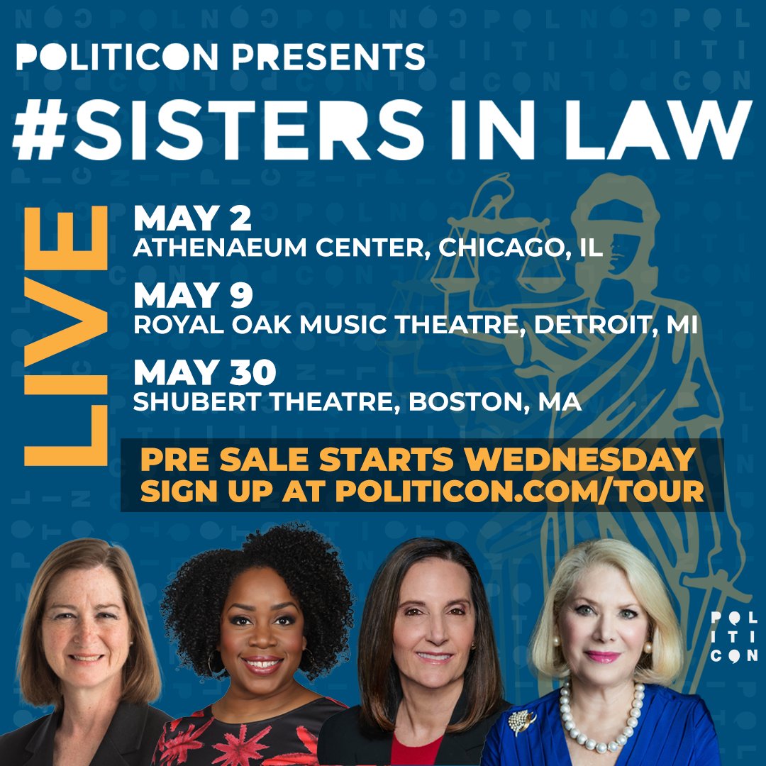 #SISTERSINLAW LIVE SHOWS May 2 - Chicago - Athenaeum Center May 9 - Detroit - Royal Oak Music Theatre May 30 - Boston - Shubert Theatre Pre Sale starts on Wednesday 12Noon ET Be the first to know sign up now politicon.com/tour #FOMO #SISTERSINLAW #CHICAGO #DETROIT #BOSTON