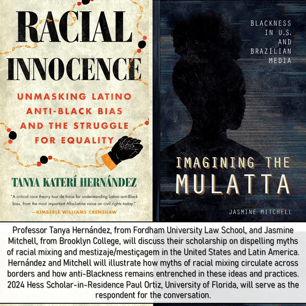 Join us for a conversation on anti-Blackness in the Americas with Tanya Kateri Hernandez, Jasmine Mitchell, and 2024 Hess Scholar Paul Ortiz. Wed. March 20 at 11 AM, Tanger Auditorium, Brooklyn College. @BCThinkers @BC_PRLS @BC_AfricanaDept @HistoryDept_BC