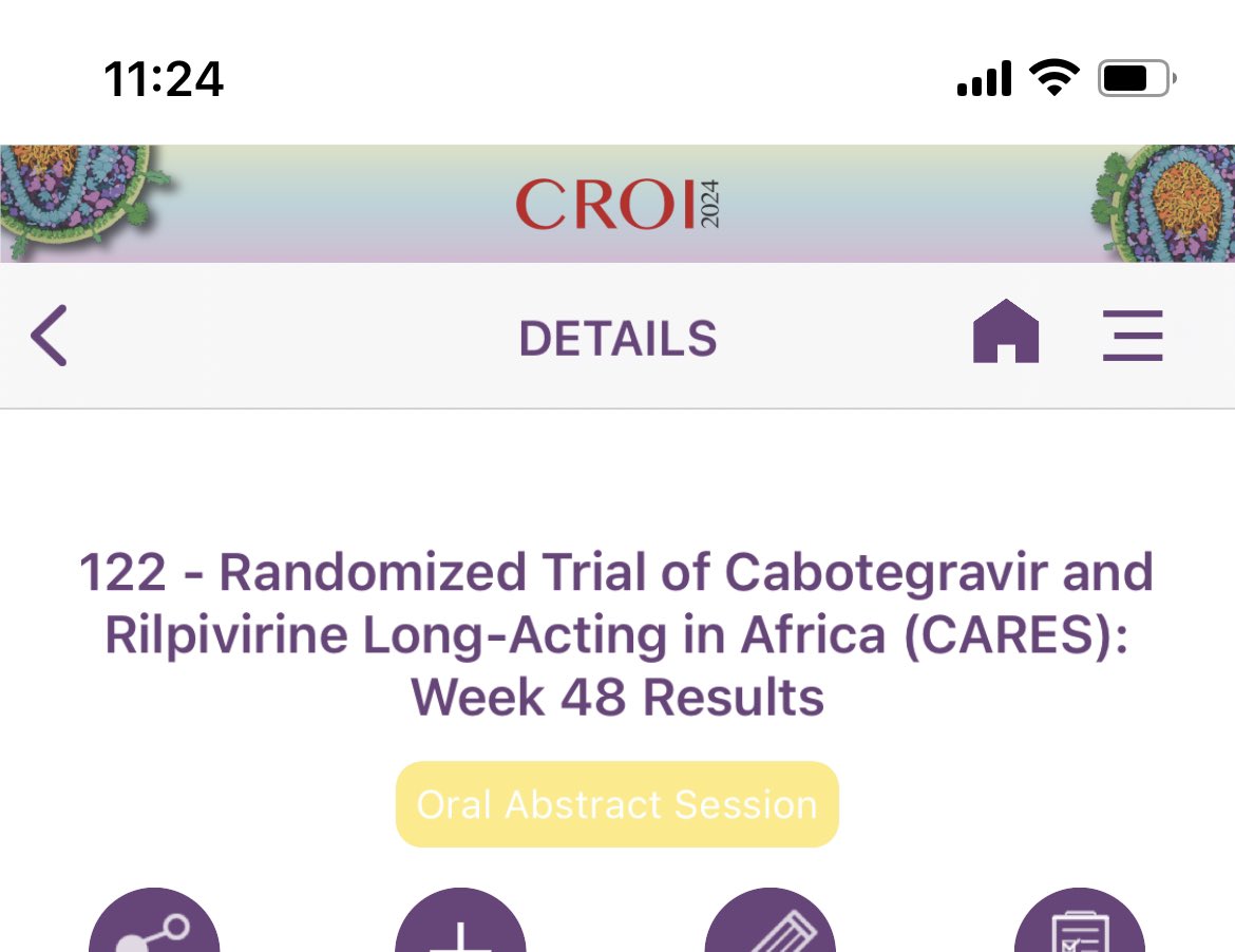 Most exciting result of #CROI2024 - long-acting CAB/RPV non-inferior to oral treatment in African public health approach despite high rates of archived drug resistance, subtype A1 virus & BMI>30. LA improved satisfaction. >50% female. Congratulations Cissy Kityo & the CARES team