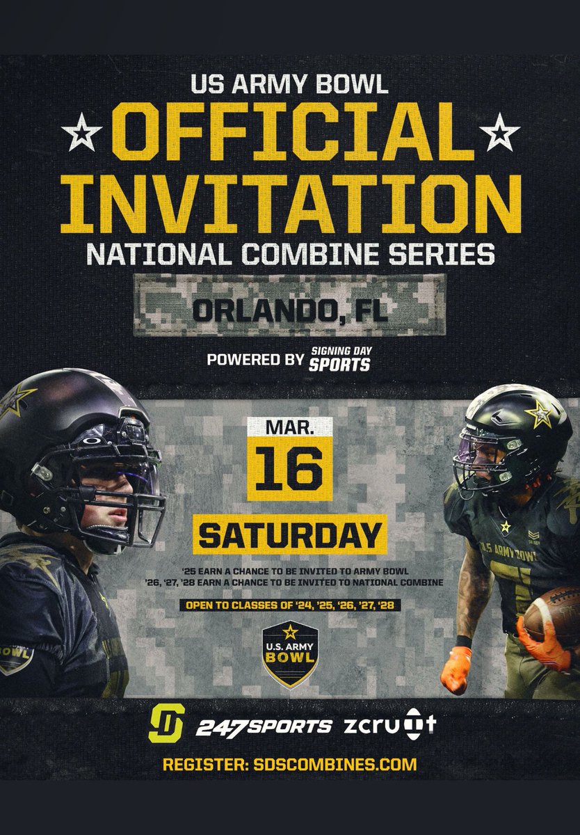 I’m proud to announce my official invite to the national combine series @Coach_Bland77 @toy_glenn23