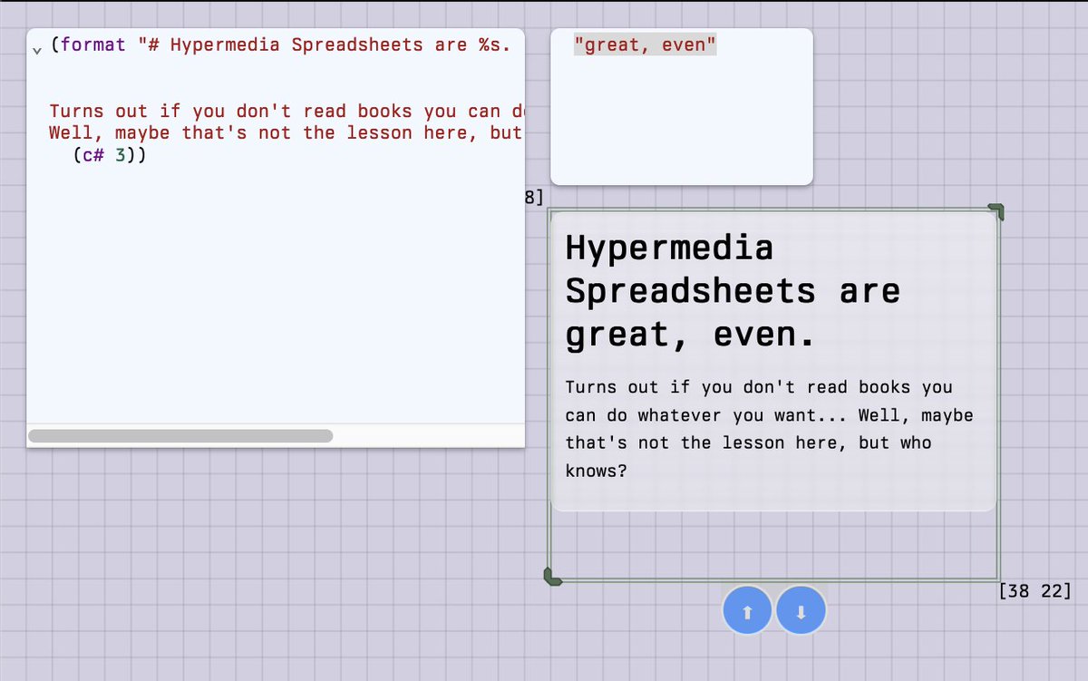 adam-james (@rustyvermeer) on Twitter photo So, my colleague pointed out to me that the hypermedia.systems book says maybe we shouldn't make spreadsheets with hypermedia. I should've read it more carefully before using <a href="/htmx_org/">htmx.org / CEO of Event Bubbling (same thing)</a> for my spreadsheet (which I'm still working on, btw).
 github.com/adam-james-v/b… So, my colleague pointed out to me that the hypermedia.systems book says maybe we shouldn't make spreadsheets with hypermedia. I should've read it more carefully before using <a href="/htmx_org/">htmx.org / CEO of Event Bubbling (same thing)</a> for my spreadsheet (which I'm still working on, btw).
 github.com/adam-james-v/b…