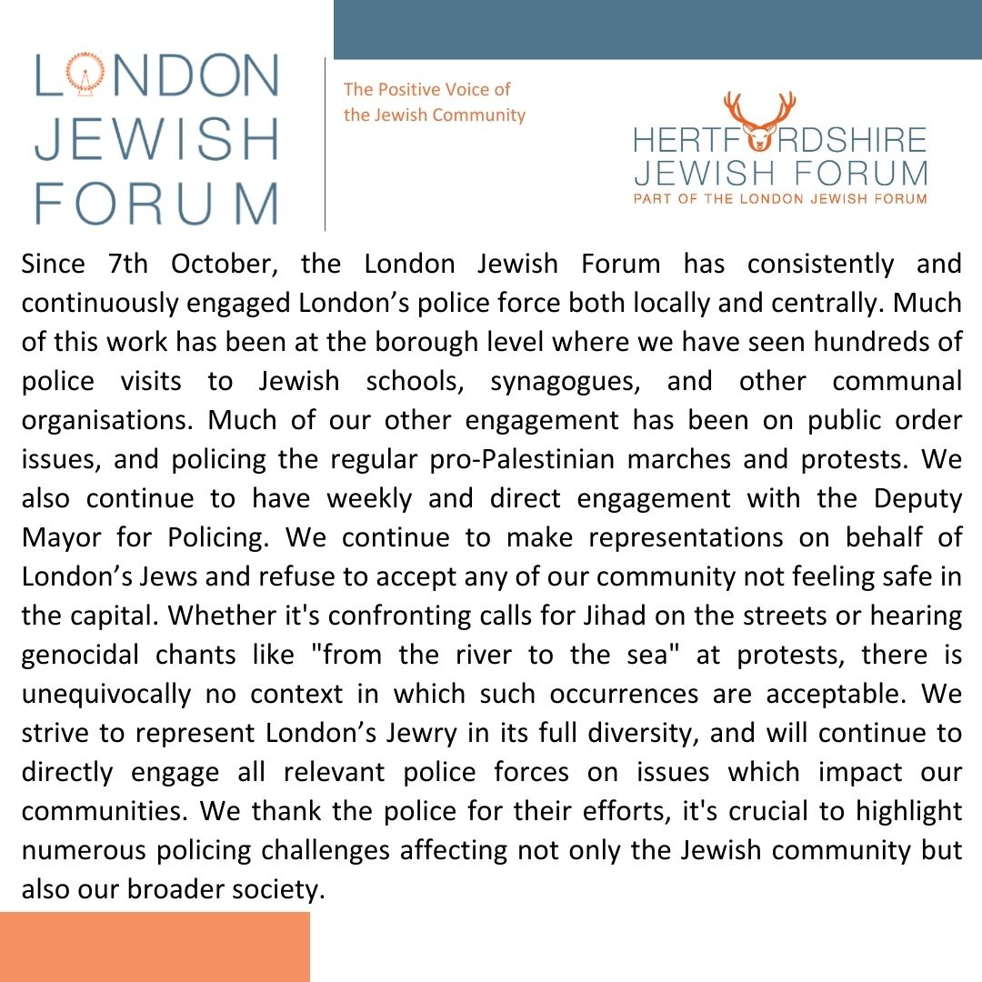 London Jewish Forum wants to share our dedicated work in making representation for London Jewry to the police. We have been working around the clock to speak up for issues that are affecting our community.