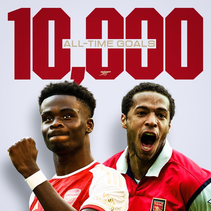 10,000 all-time goals for Arsenal.