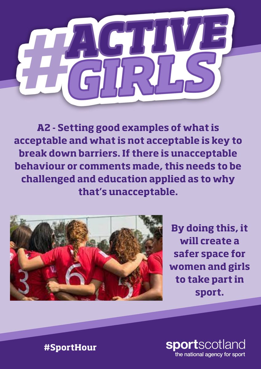 ActiveWL's tweet image. #SportHour

A2 - setting good examples and making sure you create a safe space for women and girls in sport 

#ActiveGirls