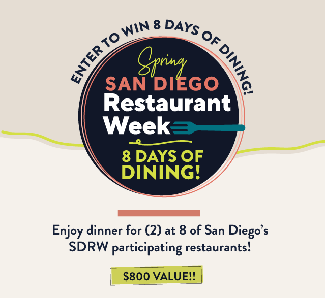 Have you entered our ULTIMATE 8 DAYS OF DINING CONTEST? There's still time to enter. Click the link below now! sandiegorestaurantweek.com/contest *contest ends on 3/10 at 9:00 AM