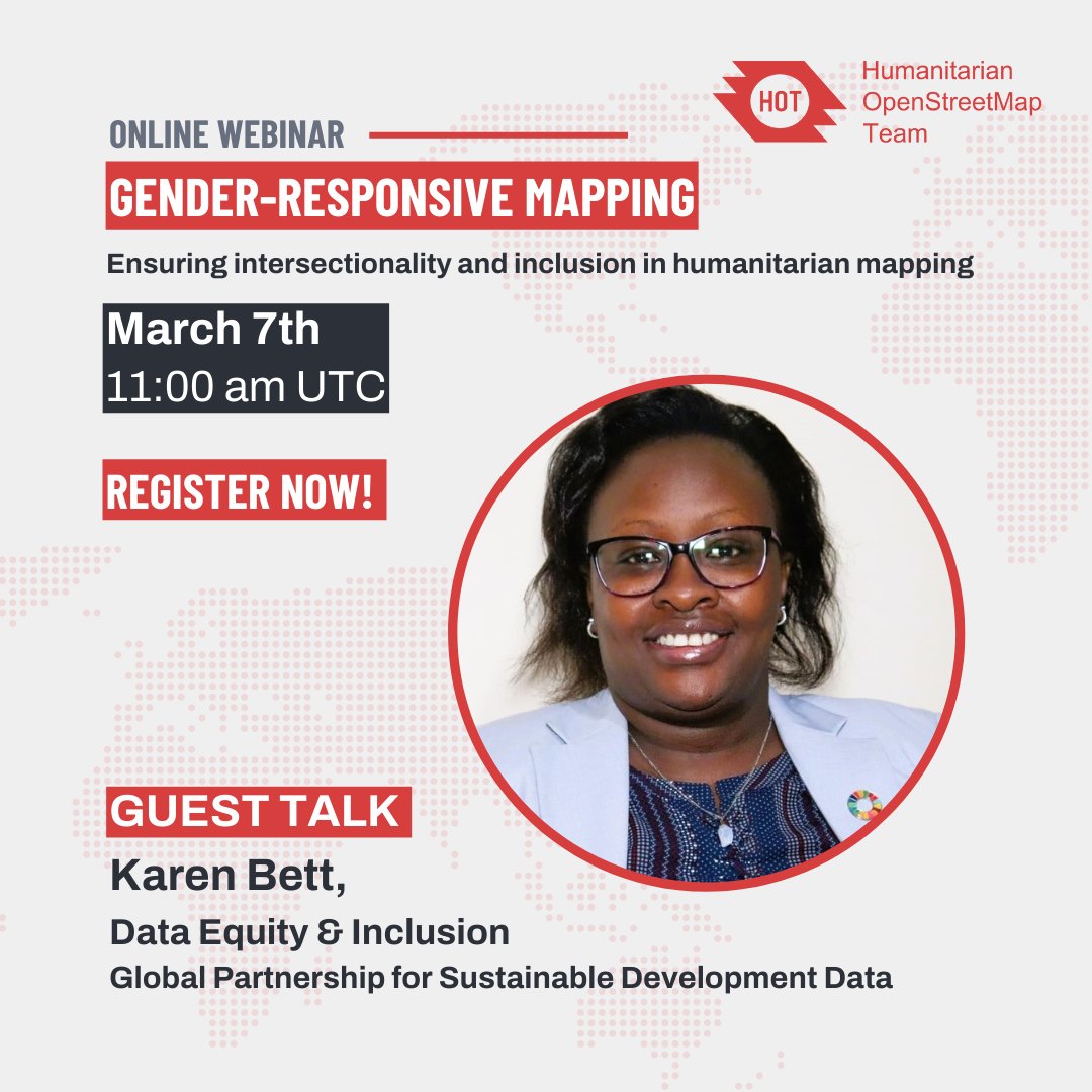 Join us this Thursday to hear from women in the open mapping and humanitarian sectors! They will share their journeys of understanding and addressing existing disparities to achieve gender equality. Register here: us02web.zoom.us/meeting/regist…