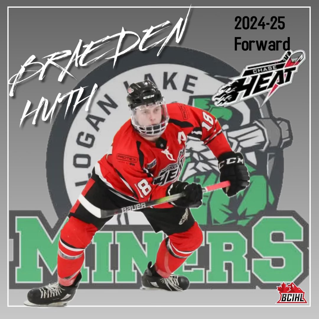 🚨 Signing Alert 🚨 Braeden Huth has committed to playing for the Miners next year! Braeden spent his entire Jr career with the <a href="/ChaseHeat/">Chase Heat</a> of the <a href="/KIJHL/">Kootenay International Junior ‘A’ Hockey League</a> racking up 51 points in 109 GP welcome to the <a href="/bcihl/">British Columbia Intercollegiate Hockey League</a> Braeden!