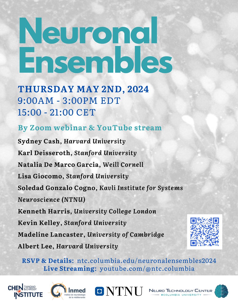 Online symposium on neuronal ensembles on May 2nd, co-organized with Emre Yaksi <a href="/yaksi_emre/">Emre Yaksi</a> <a href="/NTNU/">NTNU</a> and Rosa Cossart INMED. Great speakers! Registration open and free ntc.columbia.edu/ensembles2024/