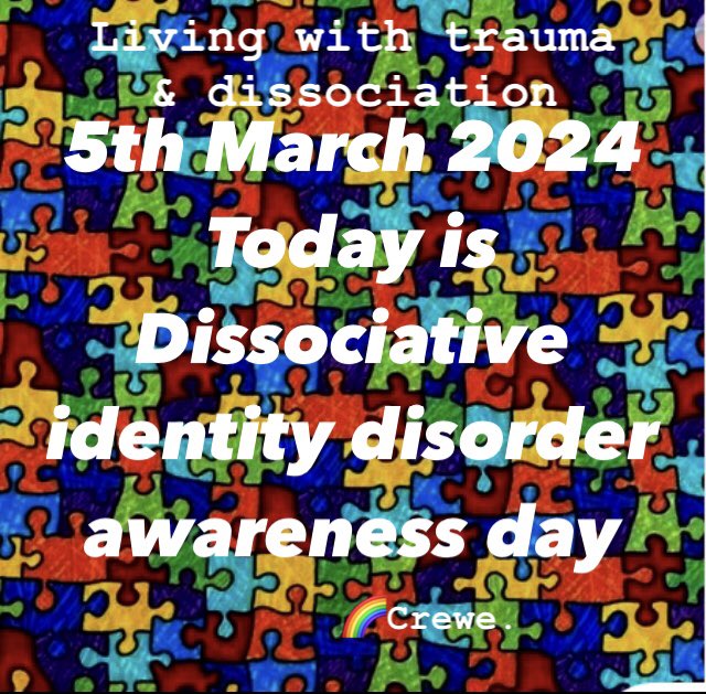 RhiaCrewe's tweet image. 💜 WE have our day! 
Dissociative identity disorder awareness day. 💜
#traumaresponse #copingstrategies #did #didawarenessday #survivalmechanism #survivor #warrior