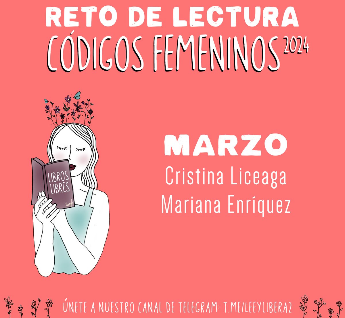 Este mes, en el reto Códigos Femeninos, leemos a dos grandes autoras, una de 🇲🇽 y otra de 🇦🇷 Más info en nuestro canal de Telegram: t.me/LeeyLibera