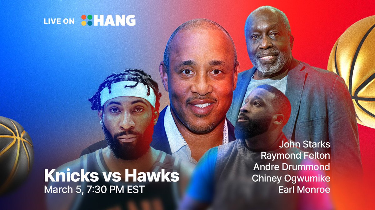 Hang with your heroes during @nyknicks Vs @ATLHawks - register here bit.ly/3V3301S and talk to this team while you watch the game from wherever you are. It’s free! @RFeltonGBMS @RealEarlMonroe @chiney @StarksTheDunk @AndreDrummond