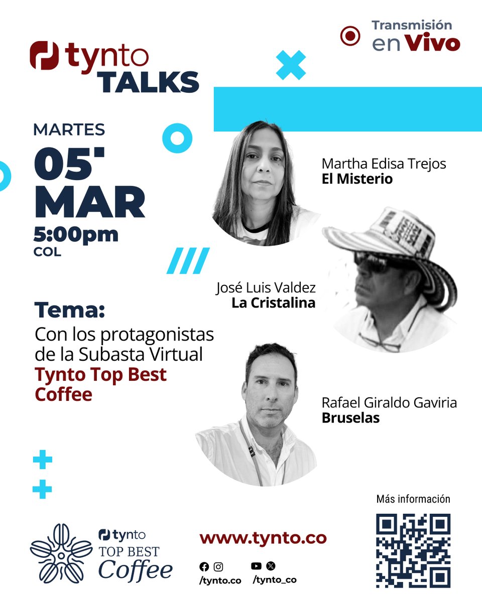 Tynto_co's tweet photo. 🔴#tyntotalks  - Conversaremos con algunos de los protagonistas productores de cafés de especialidad☕ que encontraremos en nuestra subasta virtual Tynto Top Best Coffee. ¡¡No se lo pierdan!! Ingresa a Youtube  👉 https://t.co/2BoPdYcrJ9  Facebook 👉 https://t.co/9hRAc7nDzs https://t.co/BlFEdoUdlU