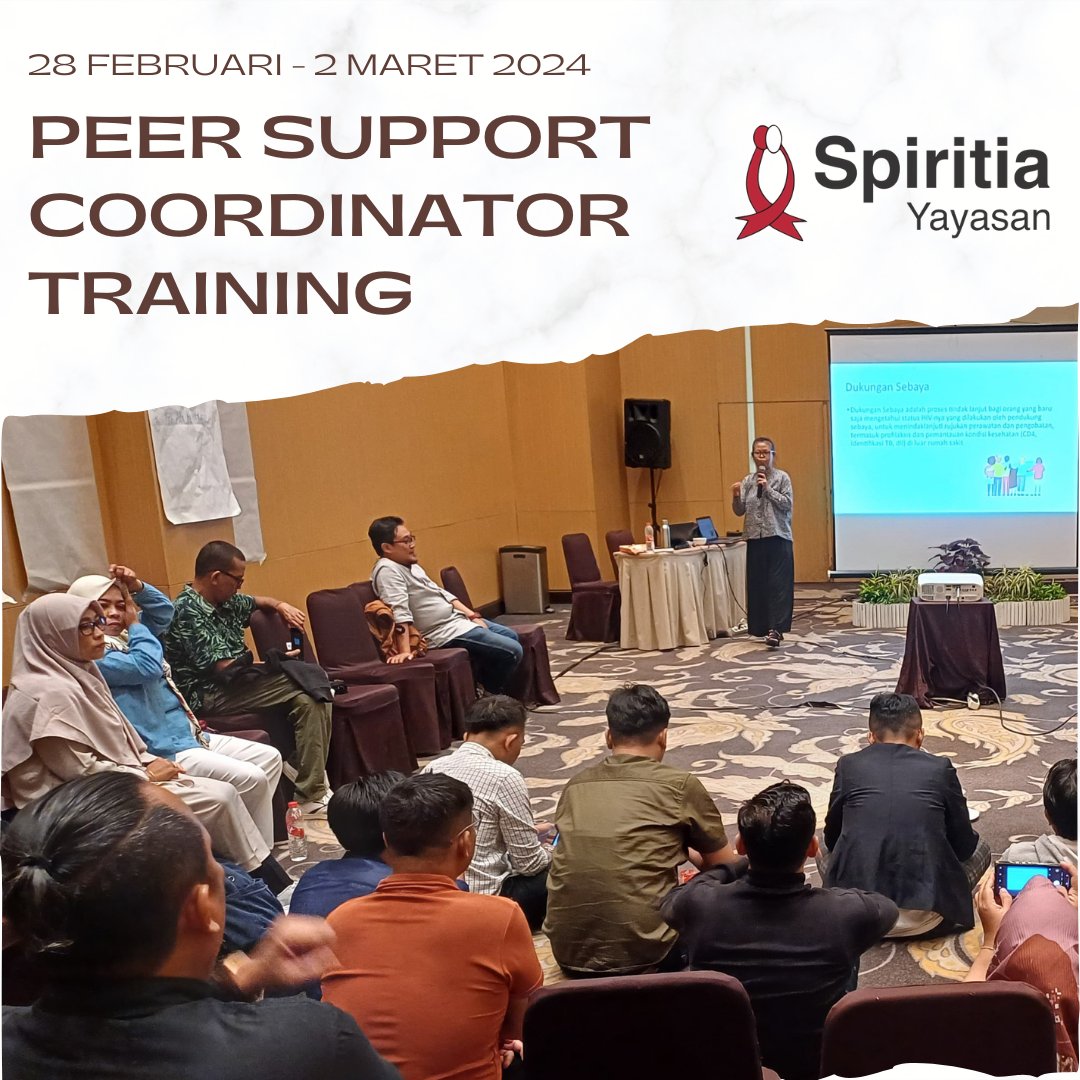 The_Spiritians's tweet image. Kegiatan HIV Peer Support Coordinator Training telah selesai dilaksanakan pada 28 Februari-2 Maret 2024 yang lalu. Kegiatan ini mengundang 132 peserta dari 20 LSM mitra Yayasan Spiritia dari 38 provinsi.