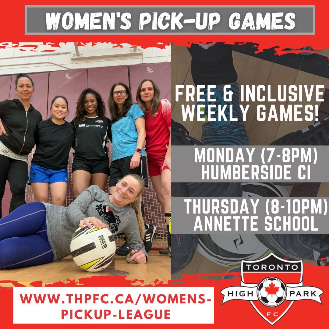 Ladies, it's game time! ⚽ Join us every Monday & Thursday for Women's Pickup Games! Whether you're a seasoned player or just starting out all skill levels are welcome! It's completely FREE! Let's kick it, stay active, and have a blast together! 🥅 Reach out to womens@thpfc.ca!