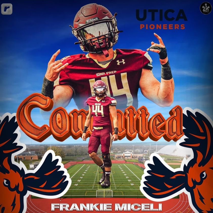 Blessed to be continuing my academic and athletic career at Utica. thank you to everyone who helped me get to where I am today @Joespags12 @vinnysullivan77 @CoachJBsix @CoachMoffitt @CoachFaggiano @ionafootball @IonaPrepSports @Utica_Football