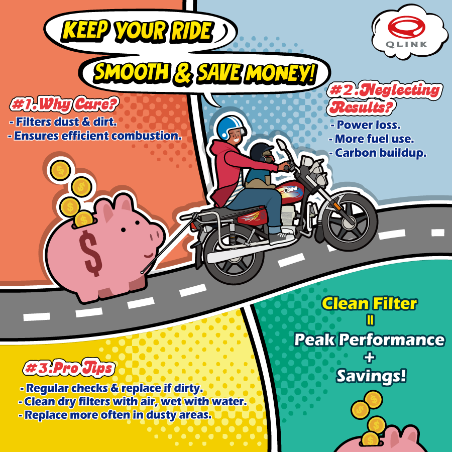 Motorcycle Air Filter 101 🏍️ 🛵 #QLINKMasterClass  We clean our motorcycles once in a while to keep them in good condition. But have you thought about cleaning the parts of your motorcycles? For instance, the Air Filter. #QLINK #Motorcycle #MotorcycleMaintenance #AirFilter