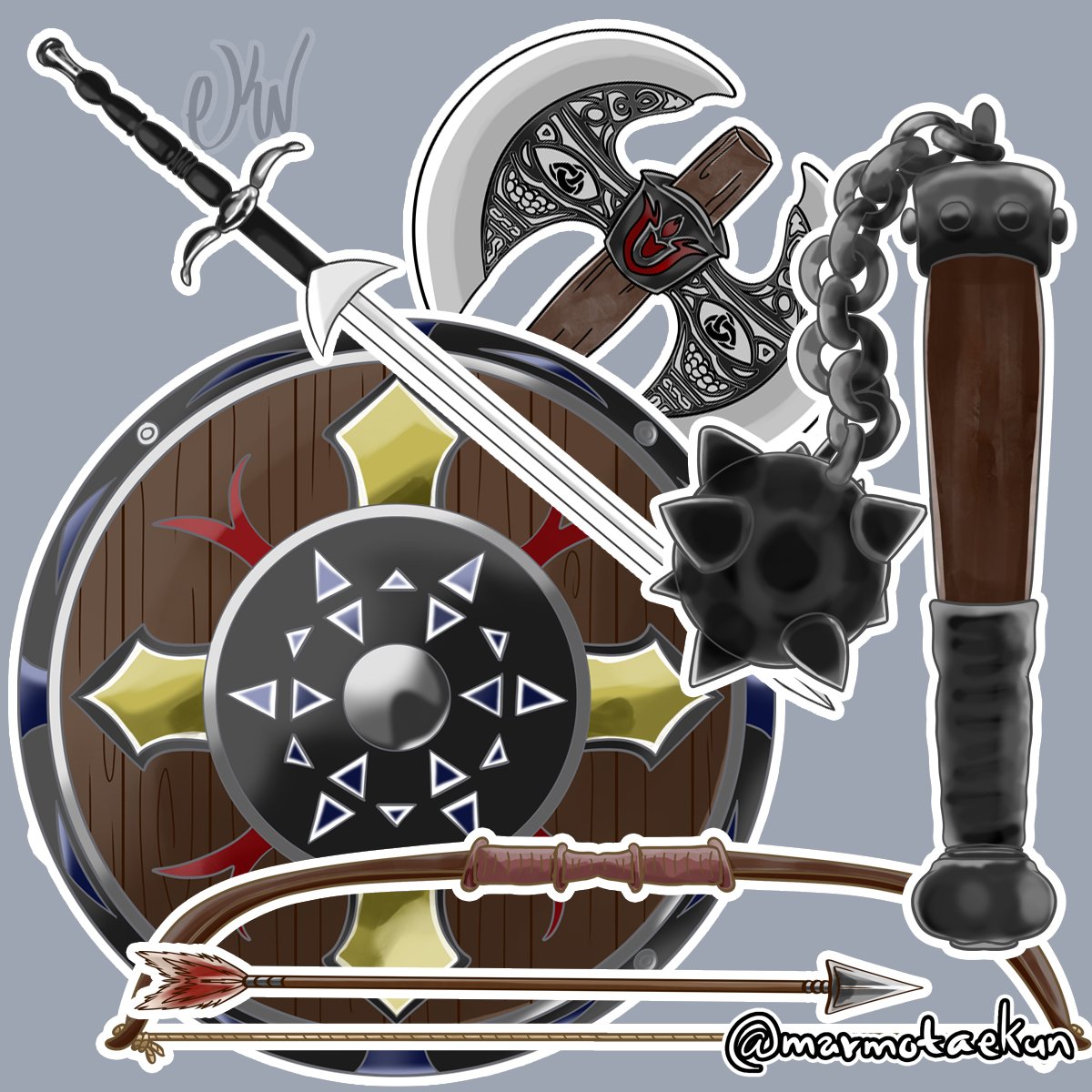 MarmotaEkun's tweet photo. #armasmedievales #medievalweapons #Mazo #Maze #Sword #Espada #Shield #Escudo #Axe #Hacha #BowAndArrow #ArcoYFlecha https://t.co/1K8F4yyUPJ