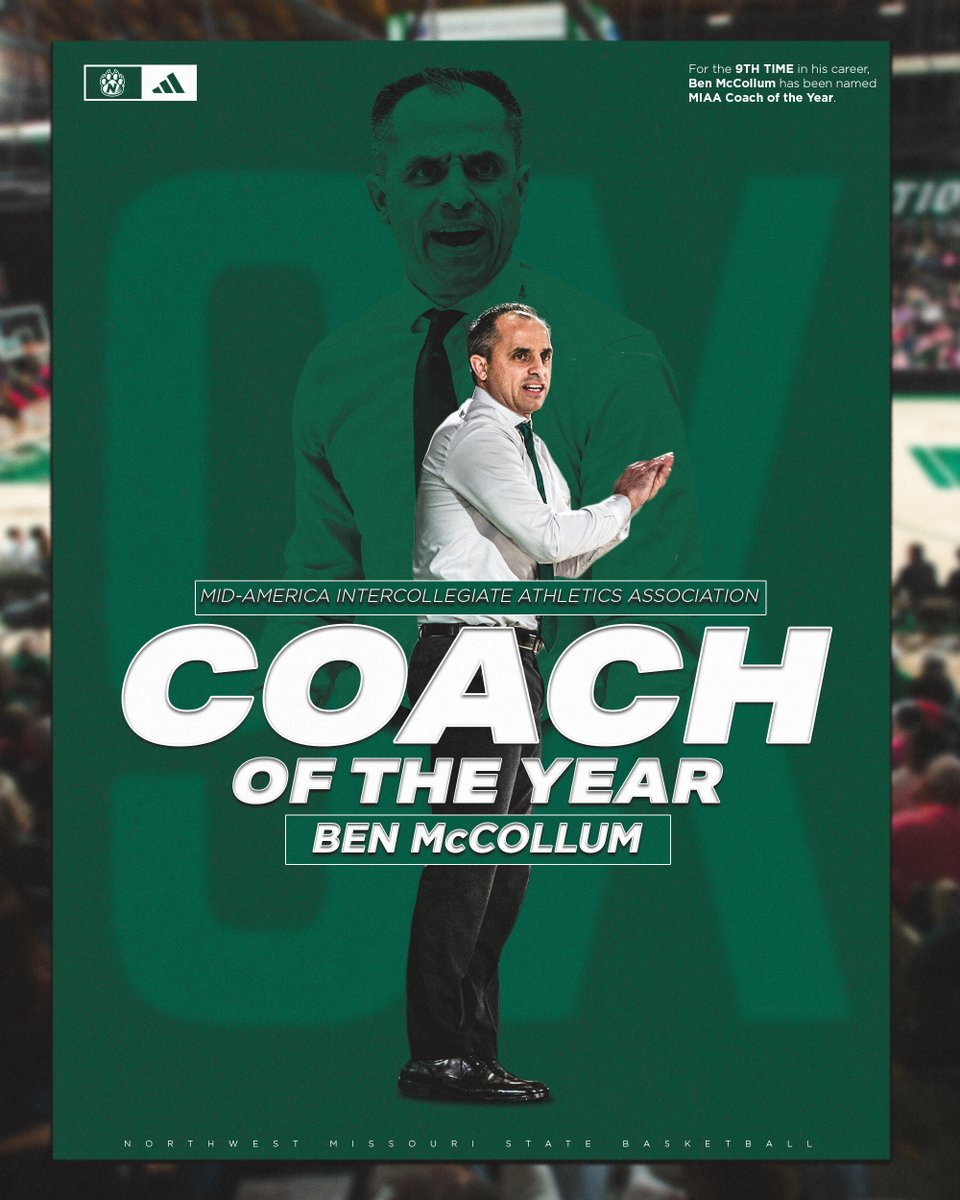 Head coach Ben McCollum was voted as the MIAA Coach of the Year for the ninth time. He led the Bearcats to the program’s 24th overall MIAA regular season title Northwest has won 11 consecutive MIAA regular season championships. <a href="/NWBearcatMBB/">Bearcat Basketball</a> 

#OABAAB

bit.ly/4c4T7H5