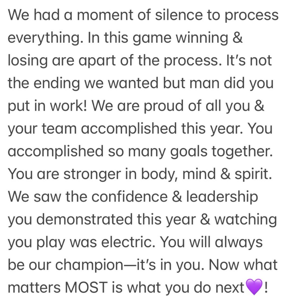 melroyster's tweet photo. “Every champion was once a contender that refused to give up” @naomi_white25 we love you!
#championmindset
#rightbackatit
#25💜 https://t.co/9vfBbHVEXX
