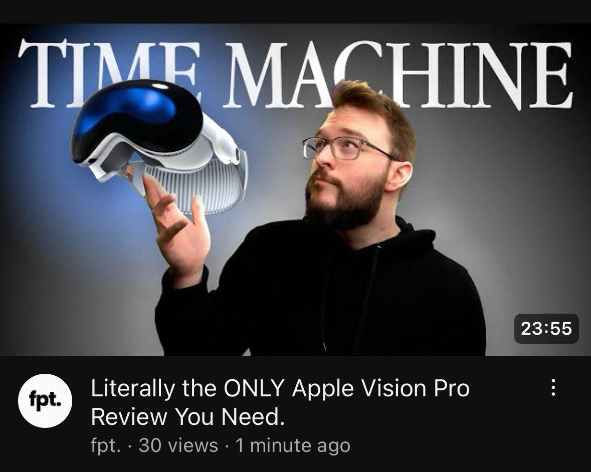 IT’S HERE! 🚨 

“Literally the only Apple Vision Pro review you need.”

My first actual review video, best watched with headphones and a nice screen 🤗

Trying to change the game. ❤️

Thank you guys so much for staying up to watch it! Enjoy 🍿