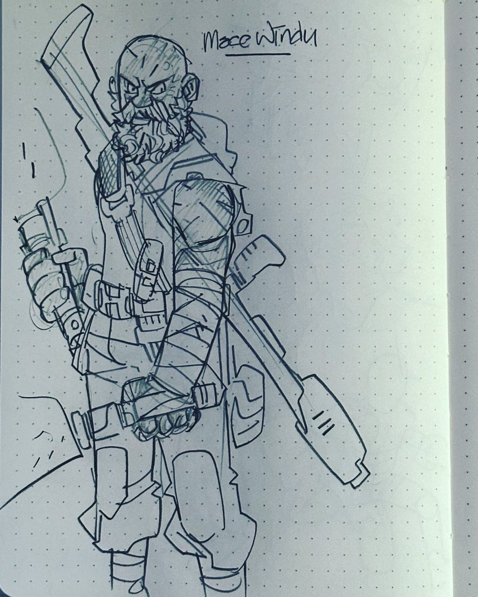 DamooseSeth's tweet photo. #WhatIf #MaceWindu survived the fall? #SamJackson #StarWars #Prequels #LucasFilm #Disney #Jedi from the sketchbook https://t.co/2a1MOU06Yw