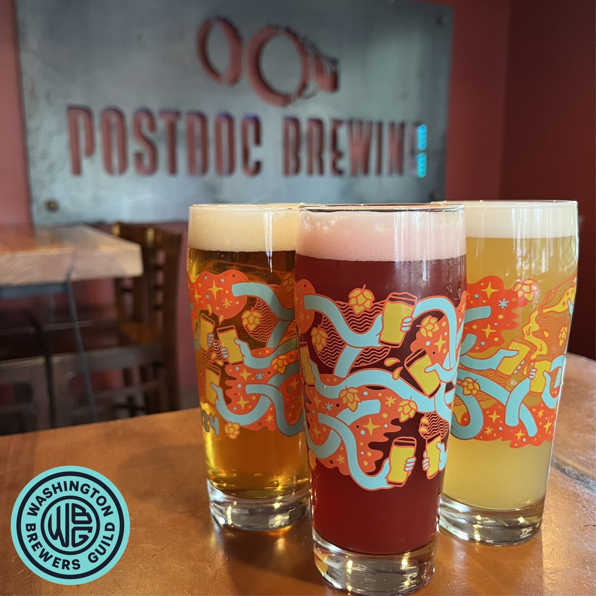 From now until March 9th you can take home this groovy new pint glass that supports the Washington Brewers Guild, a non-profit working on behalf of our state’s small and independent breweries! 🤝

Take home an empty pint glass for $5 or enjoy a pint inside first for $10. 🍻