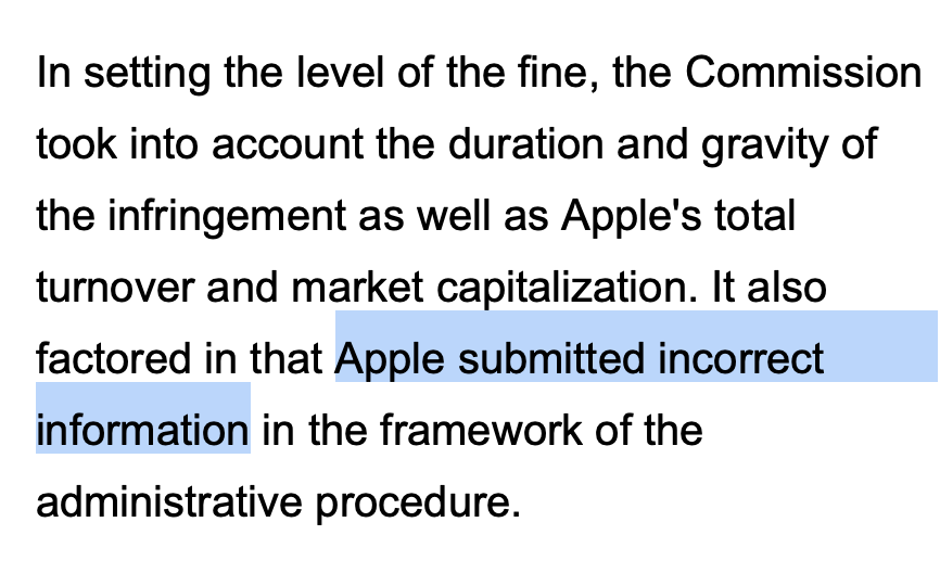 EU to Apple: 

“We noticed an issue with your submission”