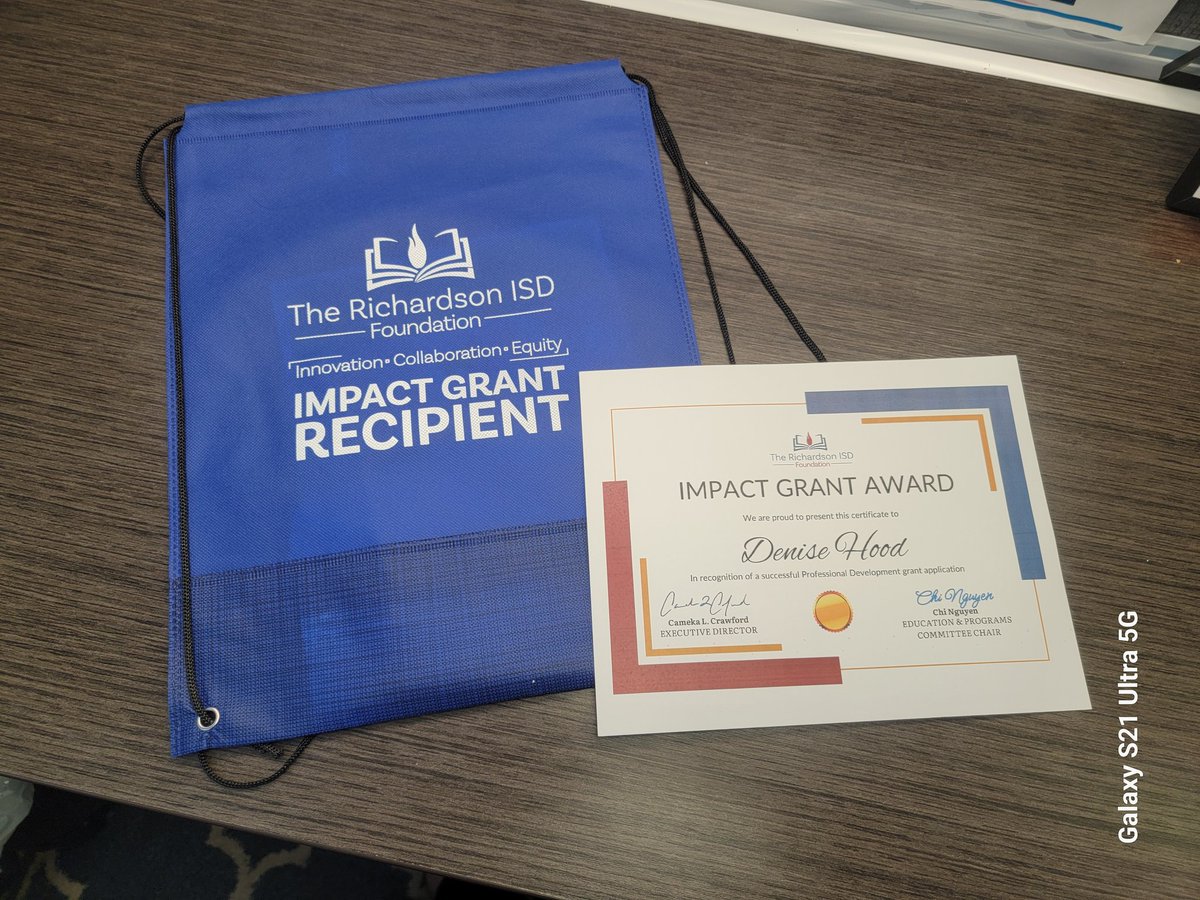 I am so excited to have been awarded the Impact grant and attend a conference on Bridging the Gap: Collaborative Success for SPED and CTE students which will increase my skills, knowledge and ultimately lead to increased support for our students <a href="/RISD_Foundation/">The Richardson ISD Foundation</a>