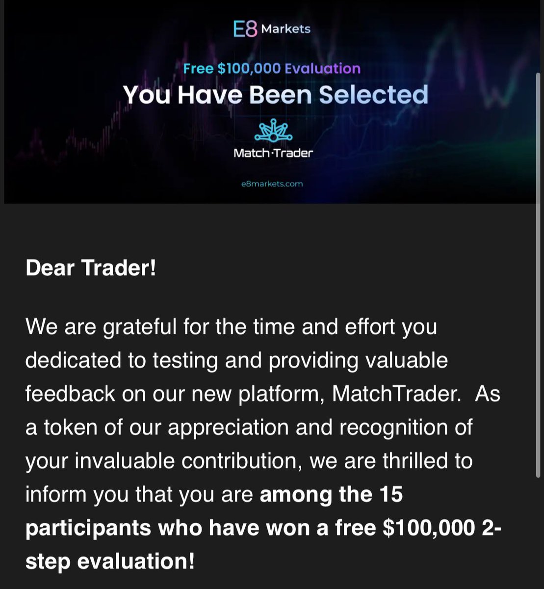 Posh_MayVee's tweet photo. Omg @E8Markets thank you so much🙏🙏🙏

I will become the best version of myself and when I go through this path and receive my first payout, I will definitely mention you again. https://t.co/EVBvjc1Avs