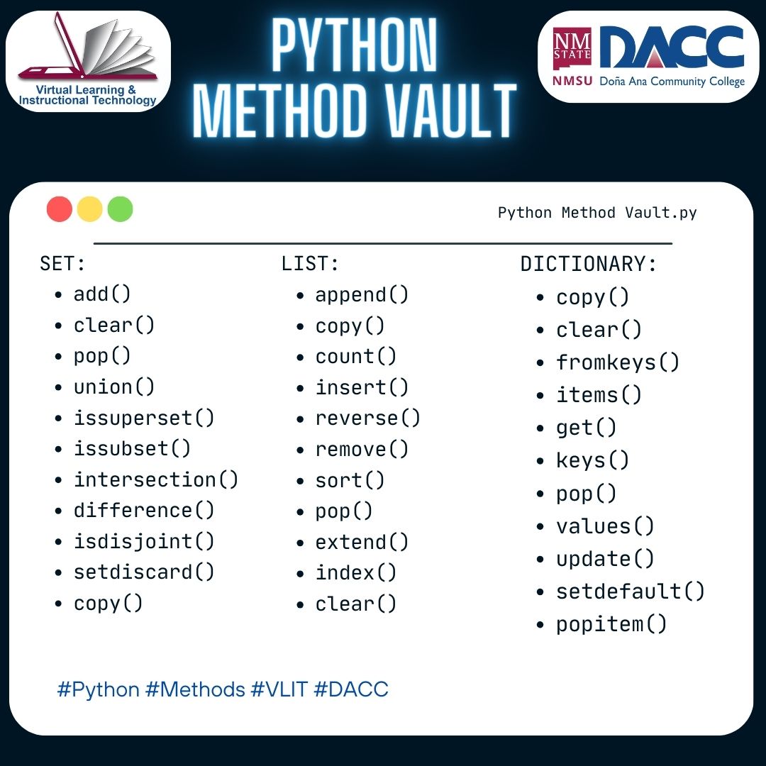dacc_vlit's tweet image. Elevate your code game with Python pyramids at the Method Vault! Unlock the secrets of Python methods and dive deep into the art of efficient coding. Your journey to programming mastery begins here! #daccvlit #daccnmsu #PythonMethods #CodeVault #TechJourney