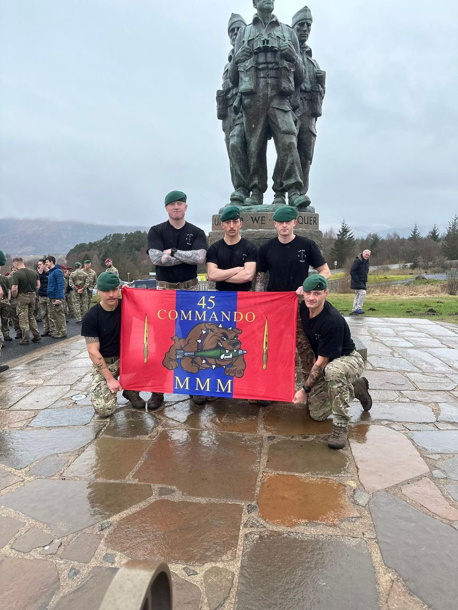 45CdoGp's tweet photo. This weekend, @RoyalMarines of X Company, @45CdoGp completed the annual #CommandoSpeedMarch, culminating at the Commando Memorial. One of Britain's most recognised monuments, it commemorates the establishment of the Commando Forces during the Second World War. #StrongerTogether https://t.co/x59f35Zgg2