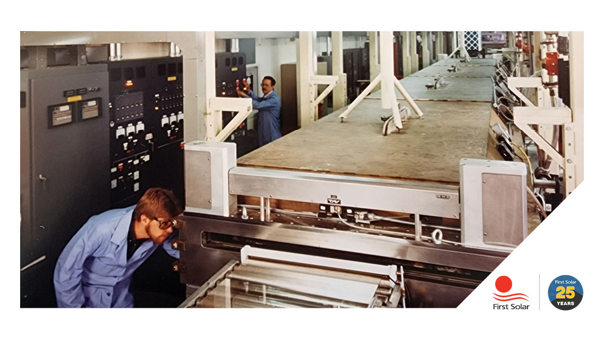 In the development stage of CdTe modules in 1992, it took up to a week to make one module. Add effort and ingenuity, and cut to today, First Solar modules take approximately 4 hours from start to finish, under one roof. #FirstSolar25 #AmericanSolar #throwback